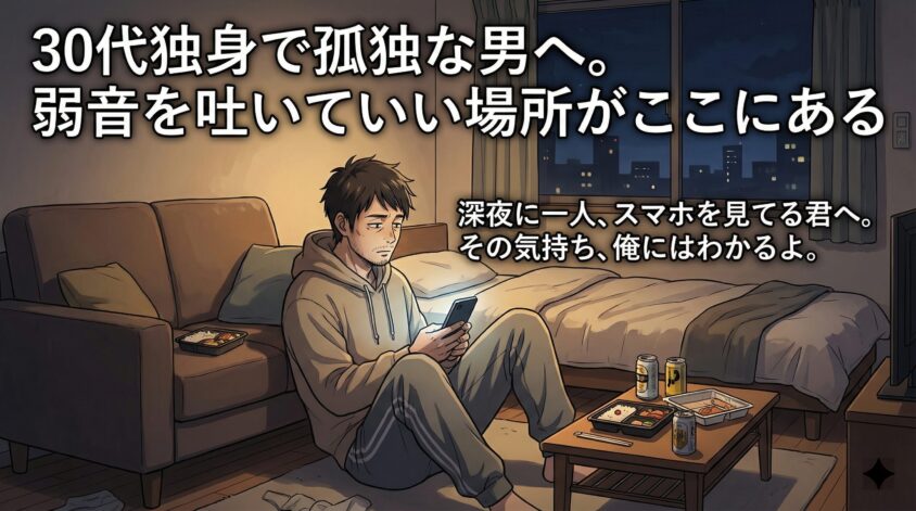 30代独身で孤独な男へ。弱音を吐いていい場所がここにある