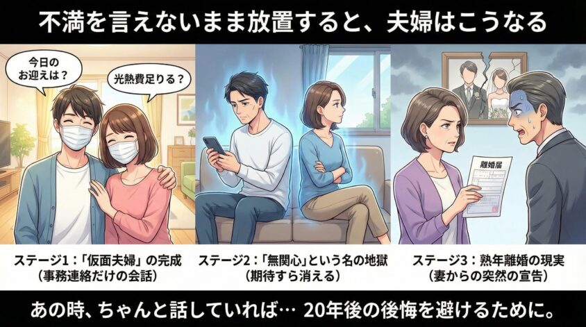 不満を言えないまま放置すると、夫婦はこうなる