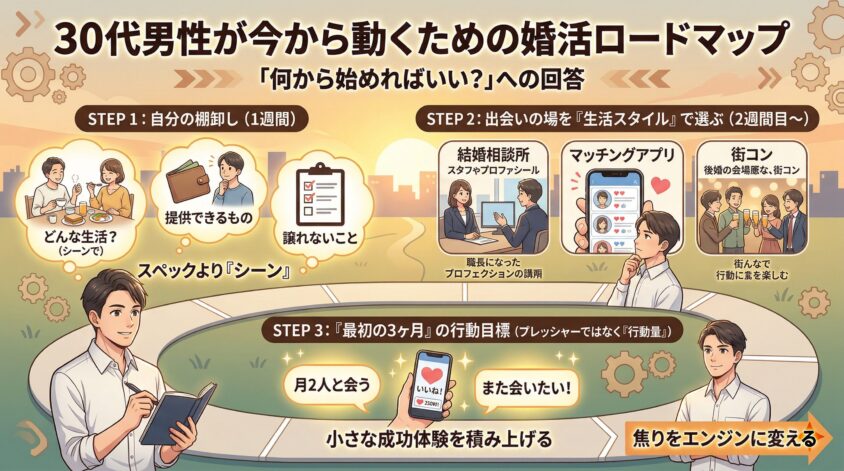 30代男性が今から動くための婚活ロードマップ