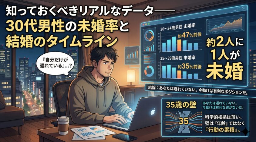 知っておくべきリアルなデータ──30代男性の未婚率と結婚のタイムライン