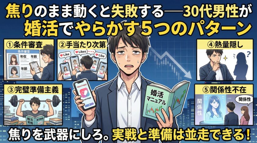 焦りのまま動くと失敗する──30代男性が婚活でやらかす5つのパターン