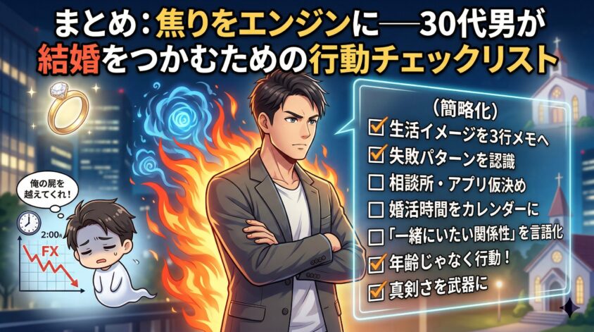 まとめ:焦りをエンジンに──30代男が結婚をつかむための行動チェックリスト