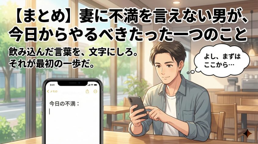 まとめ：妻に不満を言えない男が、今日からやるべきたった一つのこと