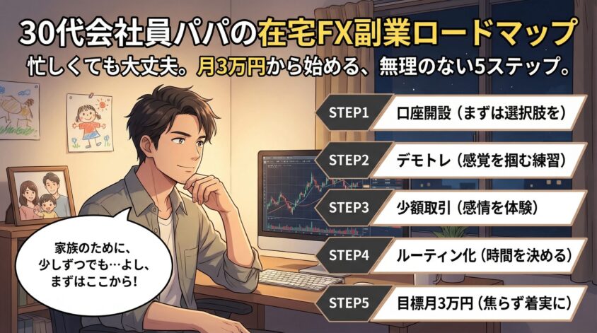 30代会社員がFXを在宅副業として始める5ステップ