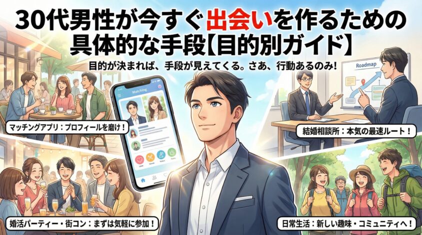 30代男性が今すぐ出会いを作るための具体的な手段【目的別ガイド】