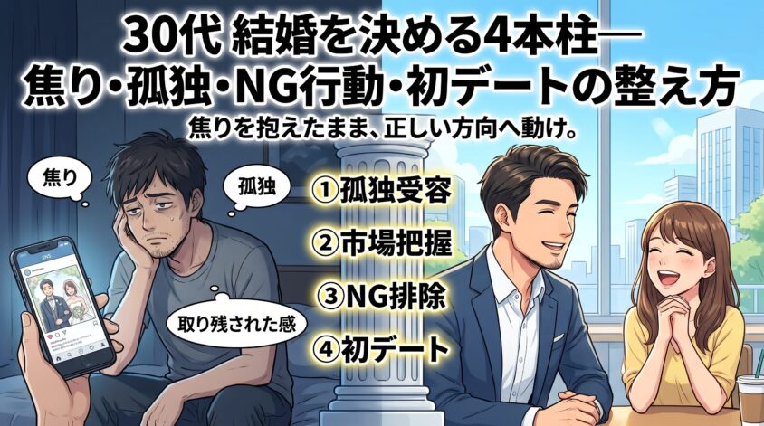 30代 結婚を決める4本柱—焦り・孤独・NG行動・初デートの整え方