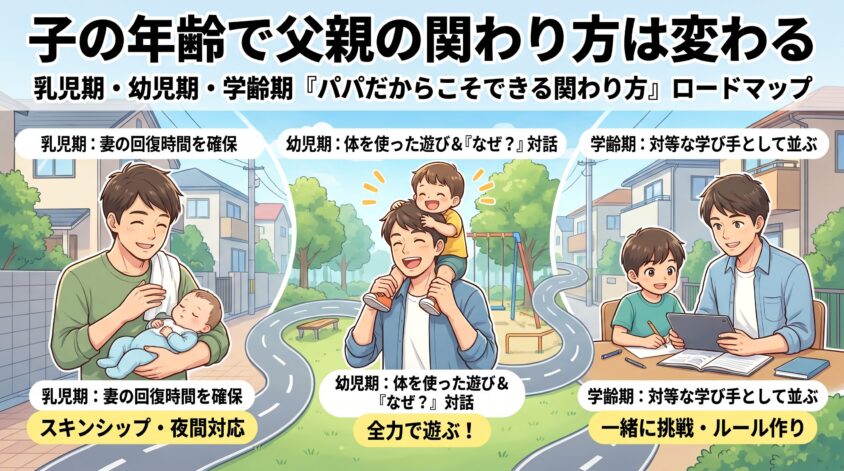 子の年齢で父親の関わり方は変わる——乳児期・幼児期・学齢期「パパだからこそできる関わり方」ロードマップ