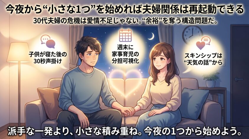 まとめ｜今夜から"小さな1つ"を始めれば夫婦関係は再起動できる